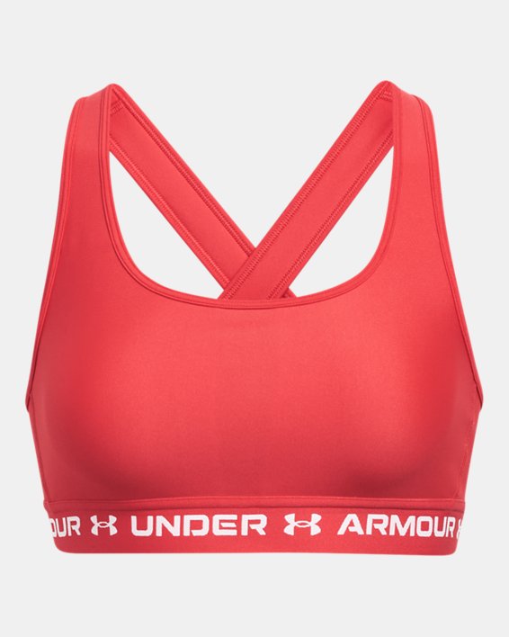 Women's Armour® Mid Crossback Sports Bra, Red, pdpMainDesktop image number 9